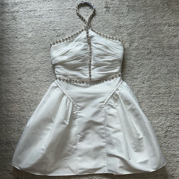 Self-Portrait Crystal-embellished halter neck mini dress. Worn once for 3 hours - Picture 2 of 5